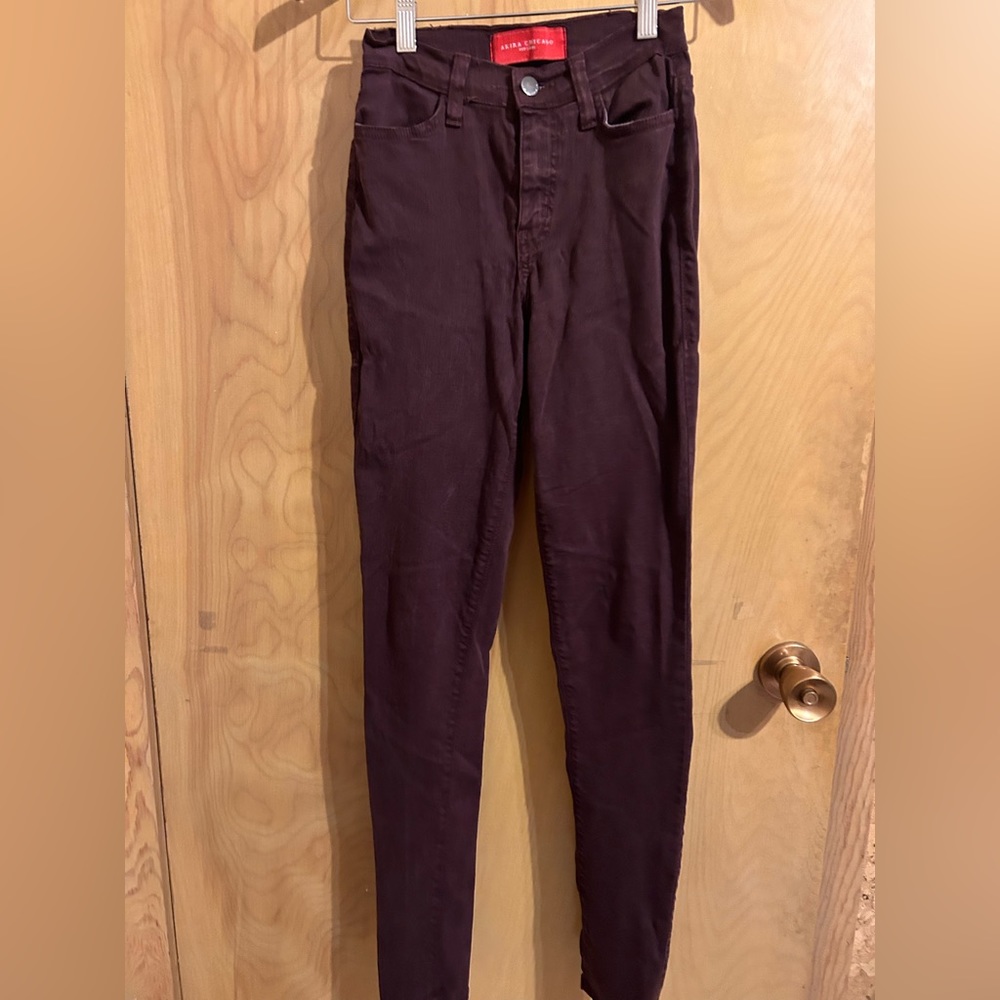 Akira burgundy skinny jeggings size 24/00